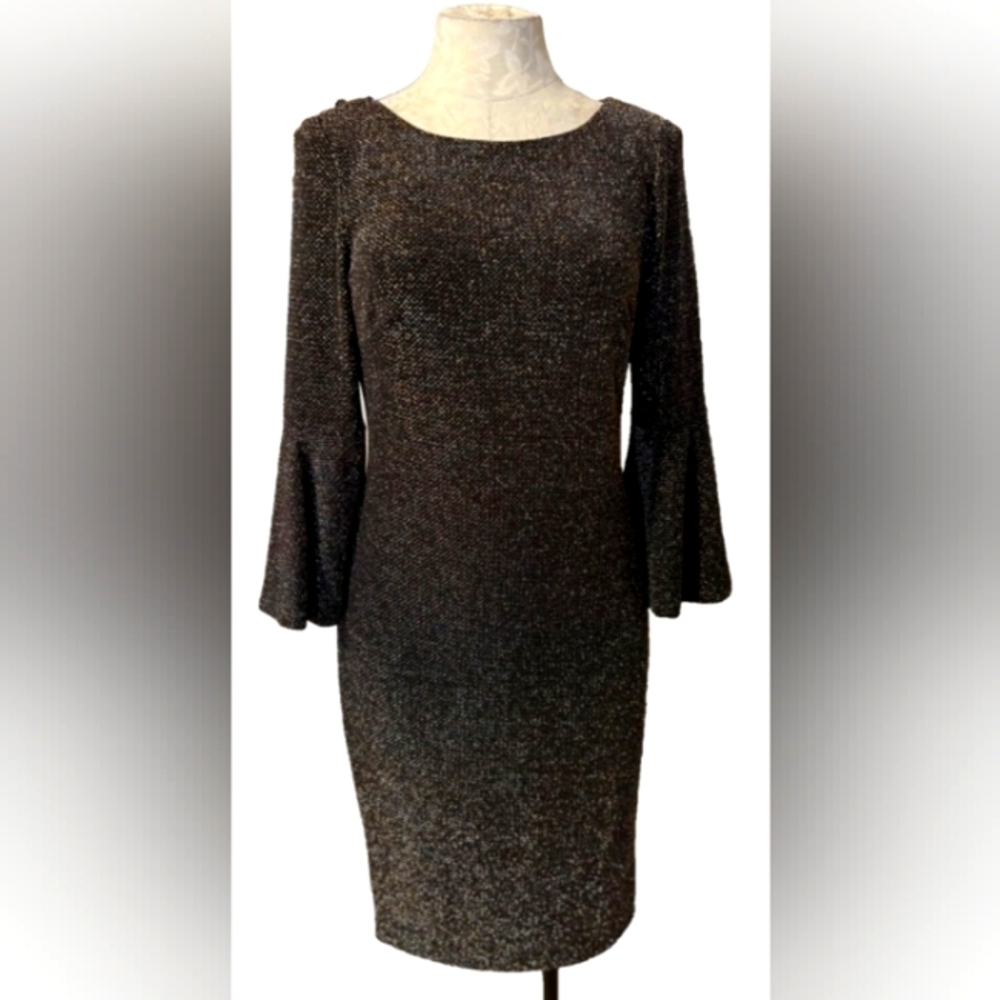New w/o tags Calvin Klein Black Dress with gold and silver shimmer